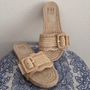 Haute Hippie Neutral Raffa Espadrille Buckle Slides Sandals Size 8M